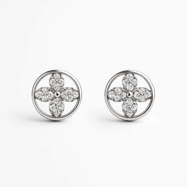 925 Sterling Silver Round Stud Earring | Rhodium Plated | For Women & Girls