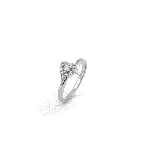 Elegant Heart Motif Heart Ring (Adjustable) 925 Sterling Silver | Rhodium Plated | BIS Hallmarked