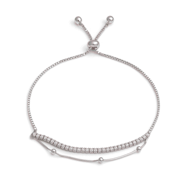 SILVER HEART 925 Sterling Silver BIS Hallmarked Rhodium Plated Tennis Bracelet | Adjustable Elegant Design for Women , Girls & Gifting