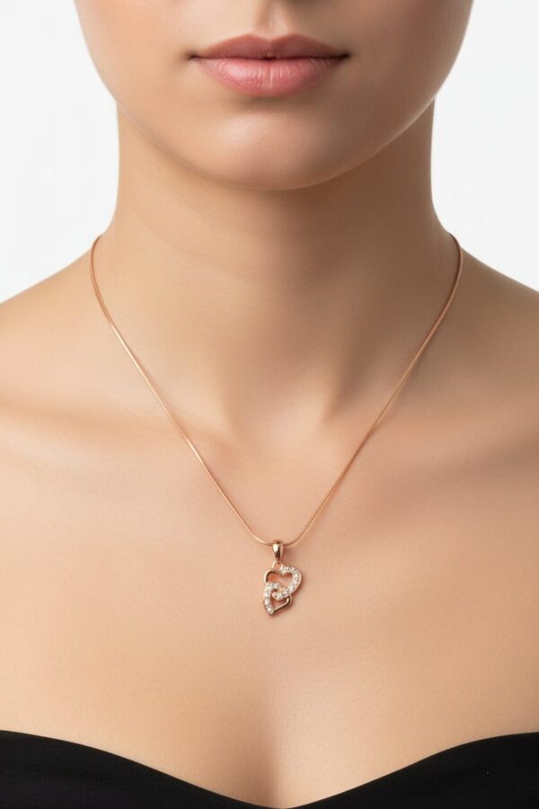 925 Sterling Silver Heart Shape Pendant Set necklace | Rose Gold Plated | BIS Hallmarked